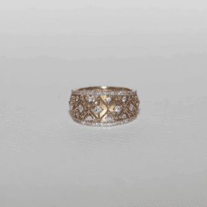 Lattice Diamond Pattern Gold Band Ring