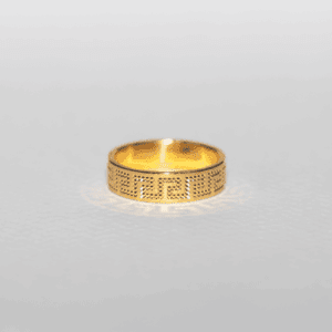 Greek Key Textured Gold Band Ring